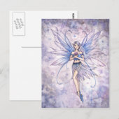 Blaue Flüsterfee Postkarte (Vorne/Hinten)