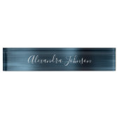 Blaue Foil Metallic Moderne Elegante Beruflich Namensplakette (Vorderseite)