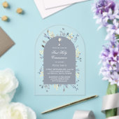 blaue Foliage Erstkommunion Acryleinladungen (Insitu (Hochzeit))