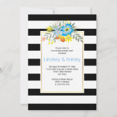 Blaue Folklore-Blume und Stripperparty Einladung (Vorderseite)