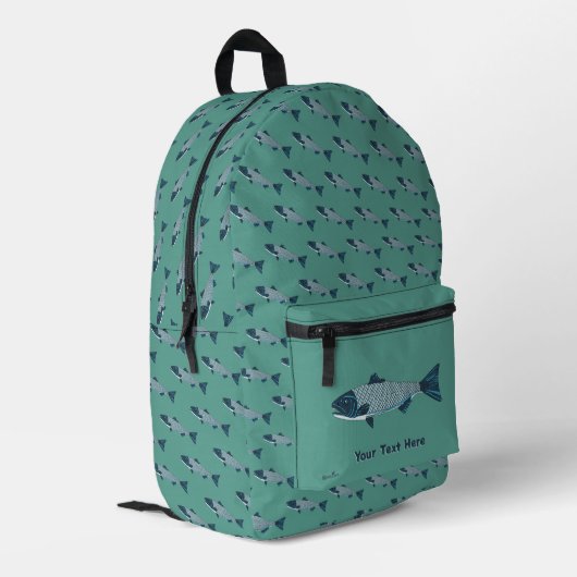 Blaue Folkloretrout/Lachs Bedruckter Rucksack (Rückseitige Ecke links)