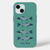 Blaue Folkloretrout/Lachs Case-Mate iPhone Hülle (Rückseite)