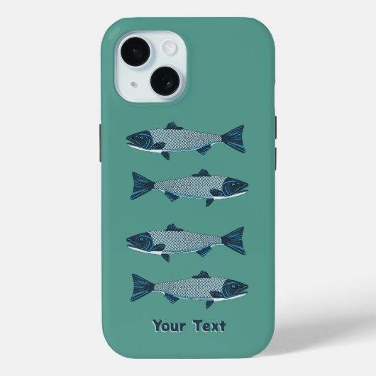 Blaue Folkloretrout/Lachs Case-Mate iPhone Hülle (Rückseite)