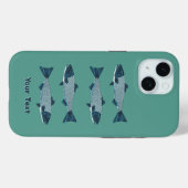 Blaue Folkloretrout/Lachs Case-Mate iPhone Hülle (Rückseite (Horizontal))