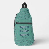 Blaue Folkloretrout/Lachs Crossbody Bag (Vorderseite)