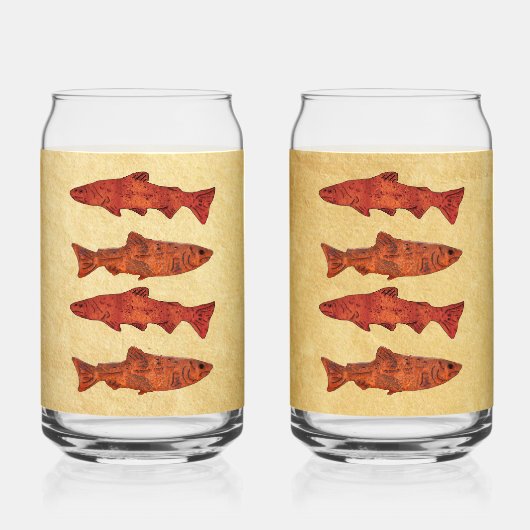 Blaue Folkloretrout/Lachs Dosenglas (Vorderseite)