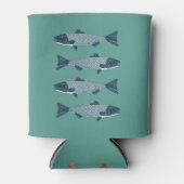 Blaue Folkloretrout/Lachs Dosenkühler (Vorderseite)