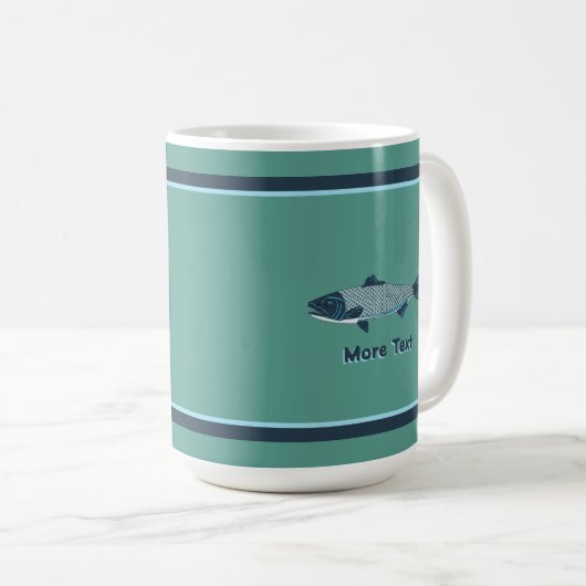 Blaue Folkloretrout/Lachs Kaffeetasse (VorderseiteRechts)