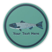 Blaue Folkloretrout/Lachs Keramikknauf (Vorderseite)