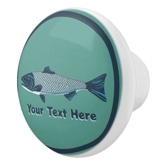 Blaue Folkloretrout/Lachs Keramikknauf (Rechts)