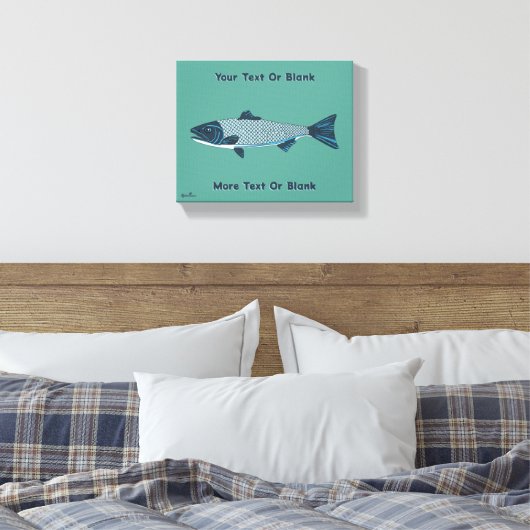 Blaue Folkloretrout/Lachs Leinwanddruck (Insitu (Schlafzimmer))
