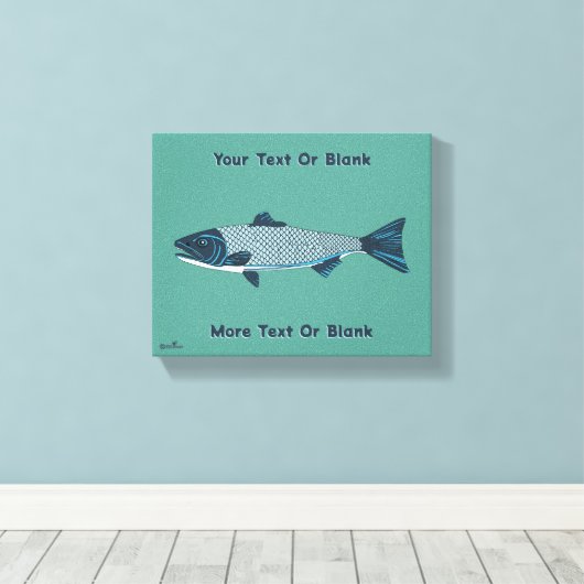 Blaue Folkloretrout/Lachs Leinwanddruck (Insitu (Holzboden))