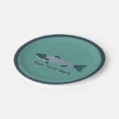 Blaue Folkloretrout/Lachs Pappteller (Schrägansicht)