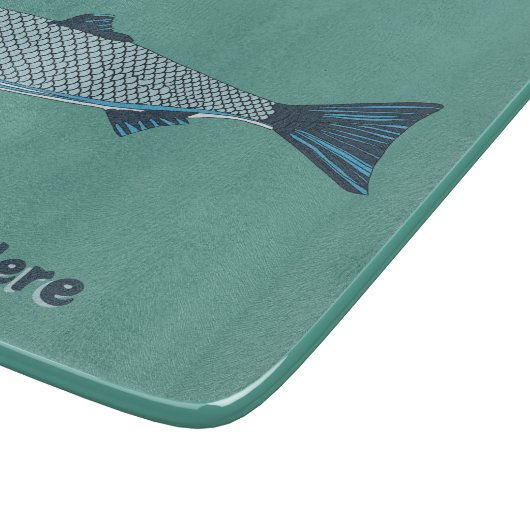 Blaue Folkloretrout/Lachs Schneidebrett (Ecke)