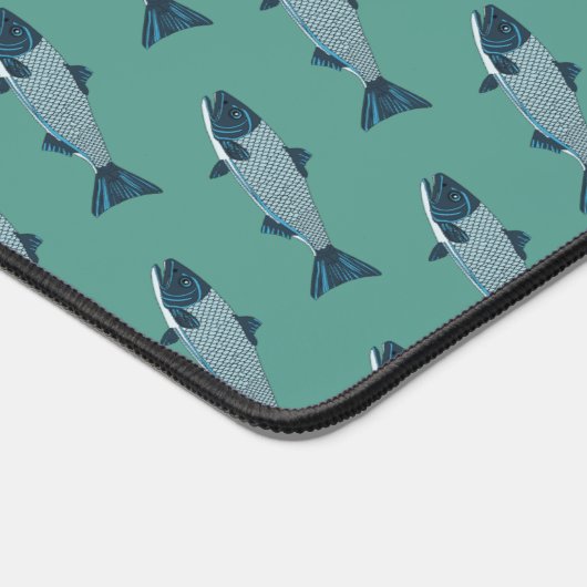 Blaue Folkloretrout/Lachs Schreibtischunterlage (Ecke)