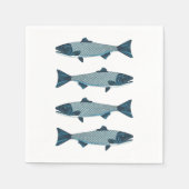 Blaue Folkloretrout/Lachs Serviette (Vorderseite)