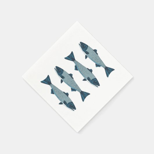 Blaue Folkloretrout/Lachs Serviette (Ecke)