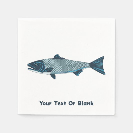 Blaue Folkloretrout/Lachs Serviette (Vorderseite)