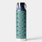 Blaue Folkloretrout/Lachs Trinkflasche (Vorne)