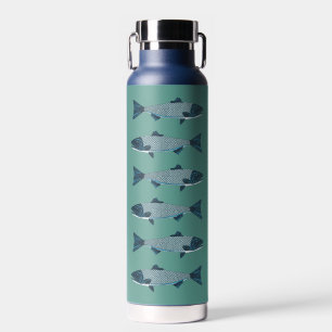 Blaue Folkloretrout/Lachs Trinkflasche