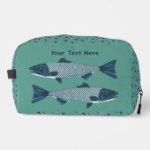 Blaue Folkloretrout/Lachs Waschbeutel (Vorderseite)
