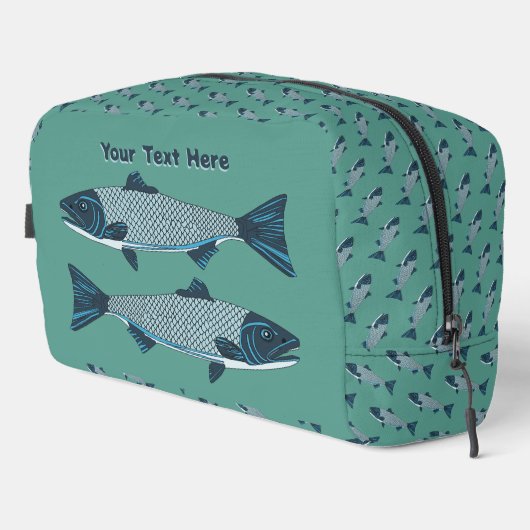 Blaue Folkloretrout/Lachs Waschbeutel (Rechte Ecke)