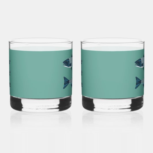 Blaue Folkloretrout/Lachs Whiskyglas (Rechts)