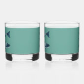 Blaue Folkloretrout/Lachs Whiskyglas (Links)