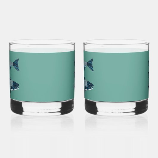 Blaue Folkloretrout/Lachs Whiskyglas (Links)