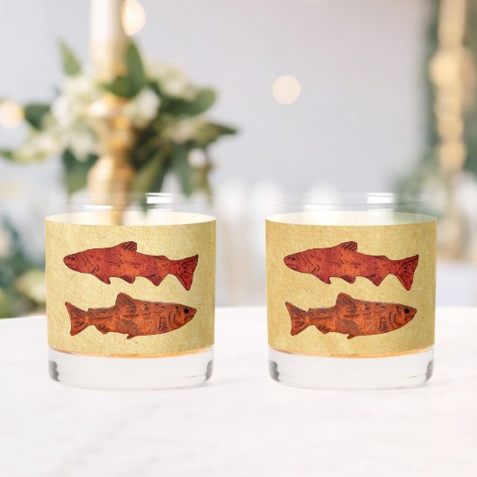 Blaue Folkloretrout/Lachs Whiskyglas (Insitu (Hochzeit))