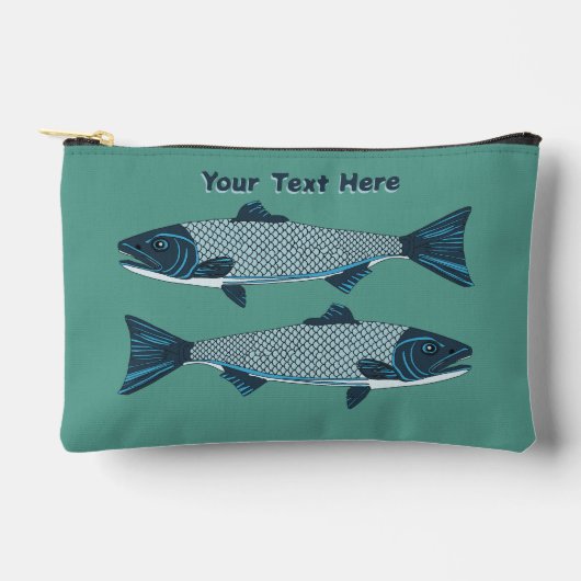 Blaue Folkloretrout/Lachs Zubehörtasche (Vorderseite)