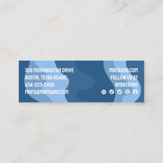 Blaue Formen Handgefertigte Wavy Strips und sozial Mini Visitenkarte (Rückseite)