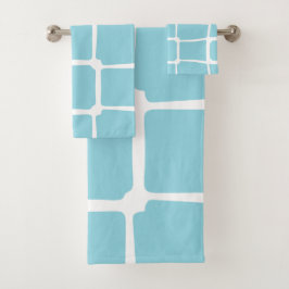 Blaue Formen Quadrate fett asymmetrisch Badhandtuch Set
