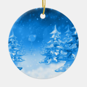Blaue Forrest Weihnachtsverzierung Snowy Keramik Ornament