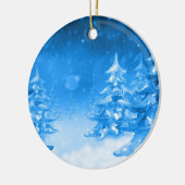 Blaue Forrest Weihnachtsverzierung Snowy Keramik Ornament (Links)