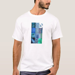 Blaue Foto-Collage T-Shirt