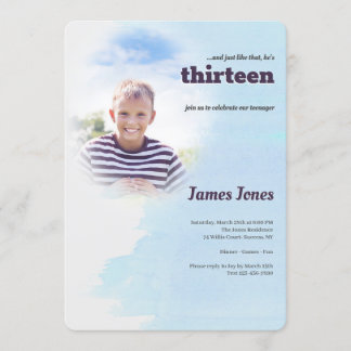 Blaue Foto-Geburtstags-Party Einladungen