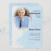 Blaue Foto-Ruhestands-Party Einladungen (Vorne/Hinten)