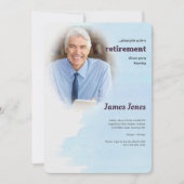 Blaue Foto-Ruhestands-Party Einladungen (Vorderseite)