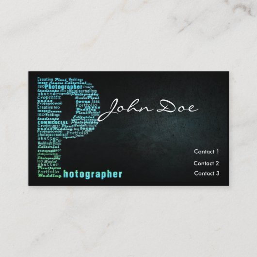 Blaue Fotografie-typografische Visitenkarte (Vorderseite)