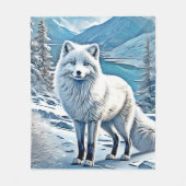 Blaue Foxenscene-Design Fleecedecke (Vorderseite)