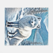 Blaue Foxenscene-Design Fleecedecke (Vorderseite (Horizontal))