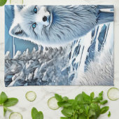 Blaue Foxenscene-Design Geschirrtuch (Gefaltet)