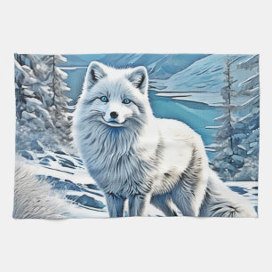 Blaue Foxenscene-Design Geschirrtuch