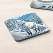 Blaue Foxenscene-Design Getränkeuntersetzer (Linke Seite)