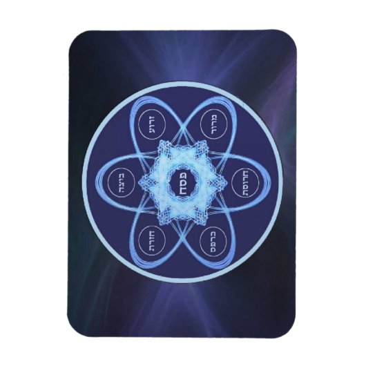 Blaue Fraktal Seder Plate Magnet (Vertikal)