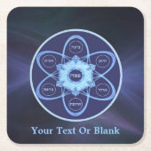 Blaue Fraktal Seder Plate Rechteckiger Pappuntersetzer (Vorderseite)