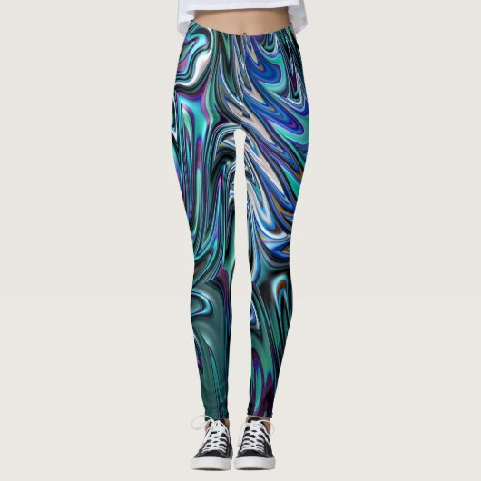 Blaue Fraktal-Strudel-Leggings Leggings (Vorderseite)