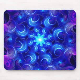 Blaue Fraktale des Halbmonds Mousepad