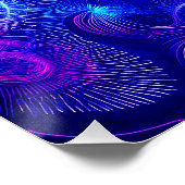 Blaue Fraktale des Halbmonds Poster (Ecke)